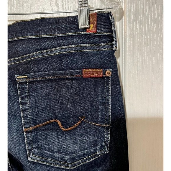 7FAM Womens Jeans Size 28 Dark Blue Denim Flare Low-Rise A3 - Picture 4 of 7